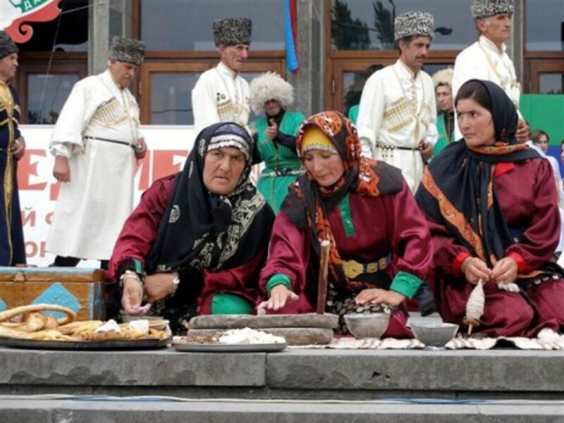 Women in traditional dress in Makhachkala