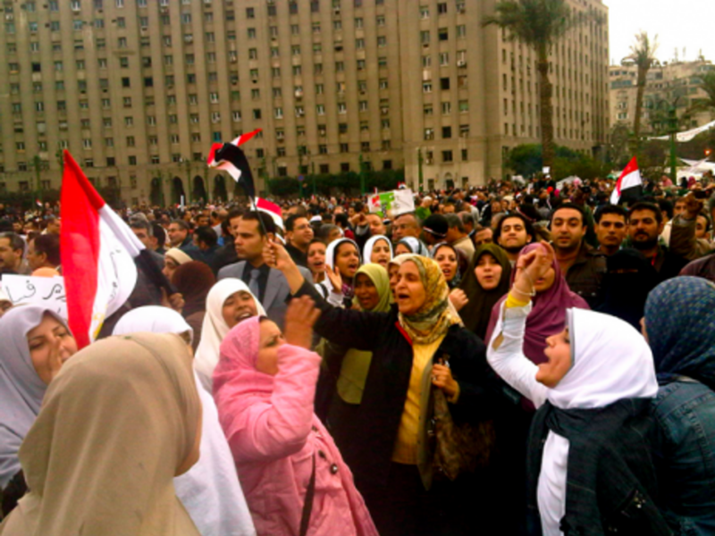 Women protesters in Tahrir Square (Al Jazeera English)