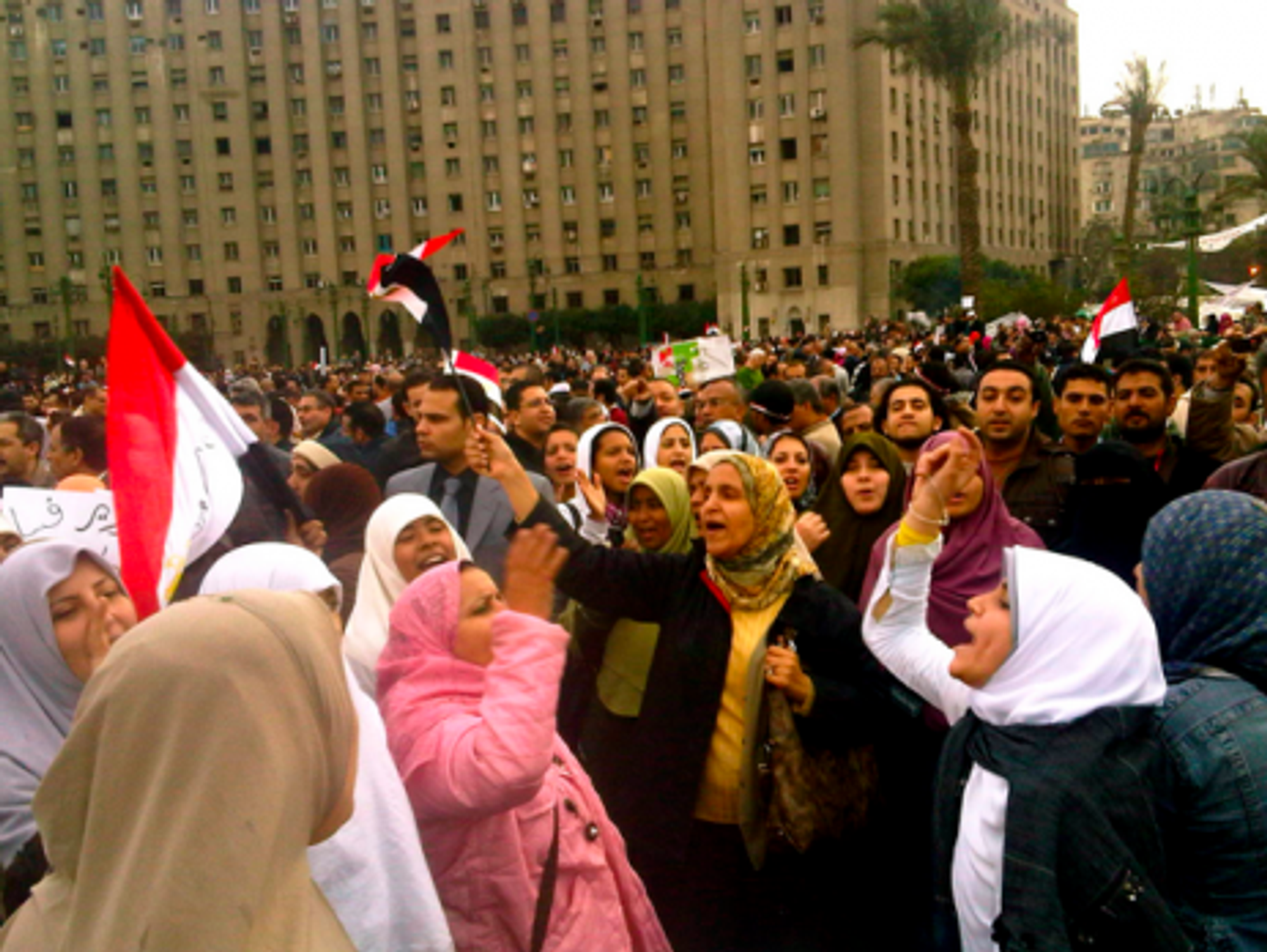 Women protesters in Tahrir Square (Al Jazeera English)