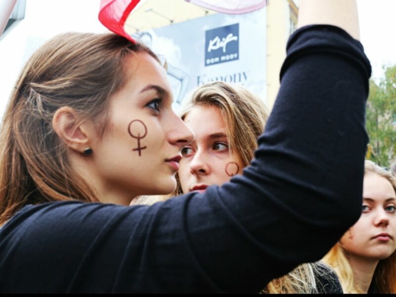 Women protesting in Warsaw, Poland