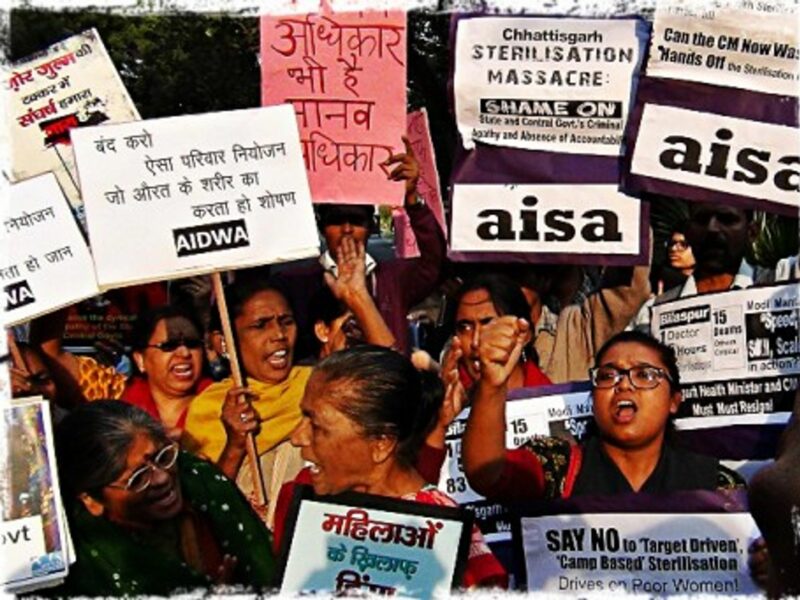 Womens Groups Protest in New Delhi against sterilization camps.