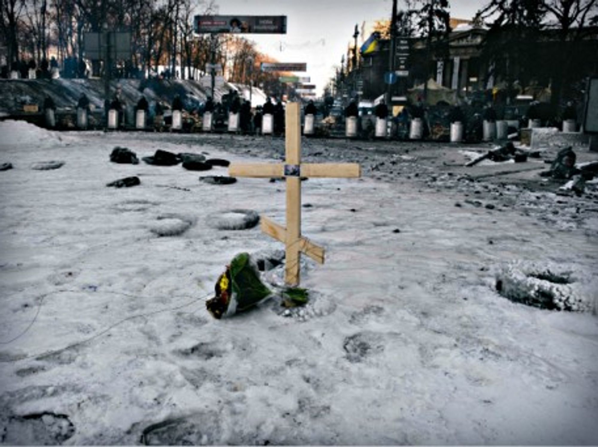 Wooden cross in Kiev