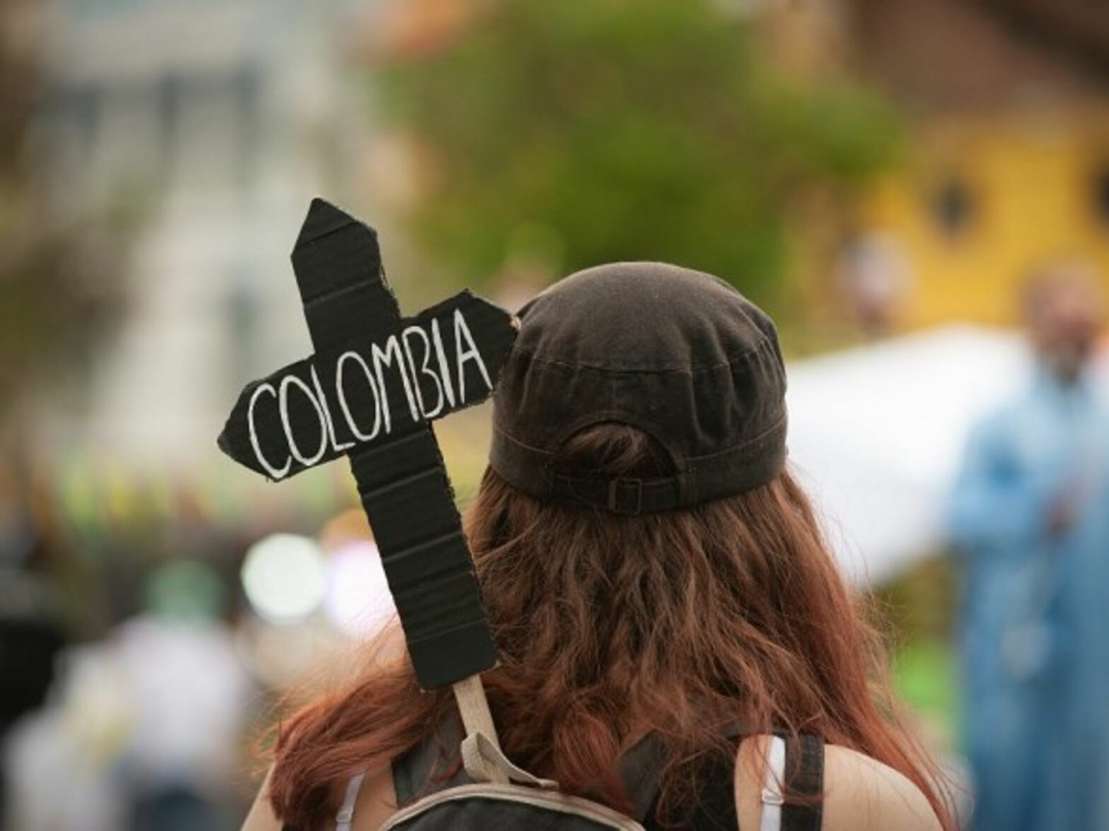 Workers and teachers unions protesting against former president Ivan duque in Bogota, Colombia in November 2020