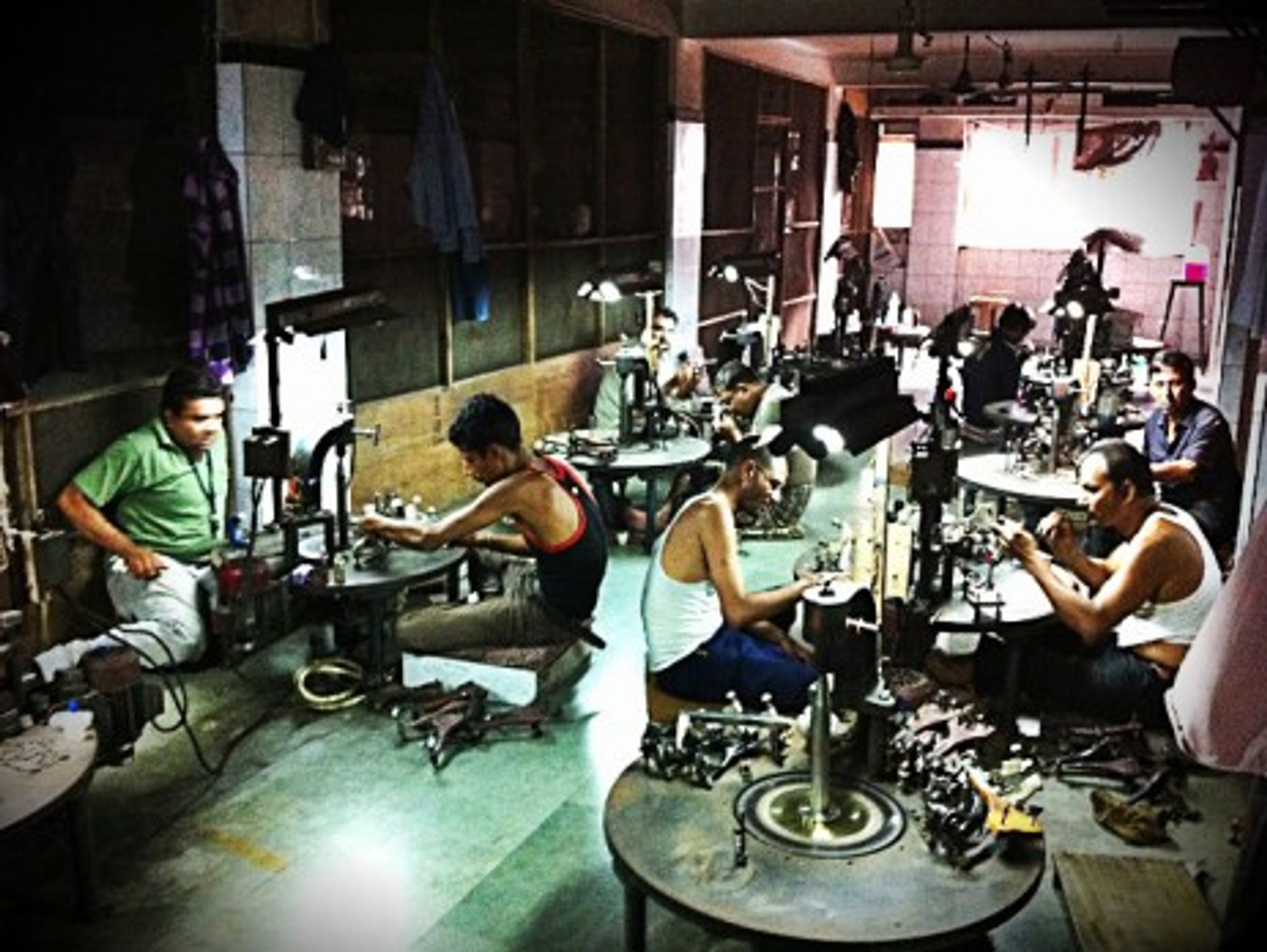 Workers at the Surat diamond factory