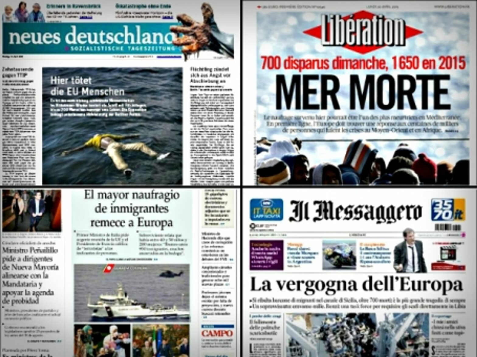 World Front Pages After Migrant Tragedy