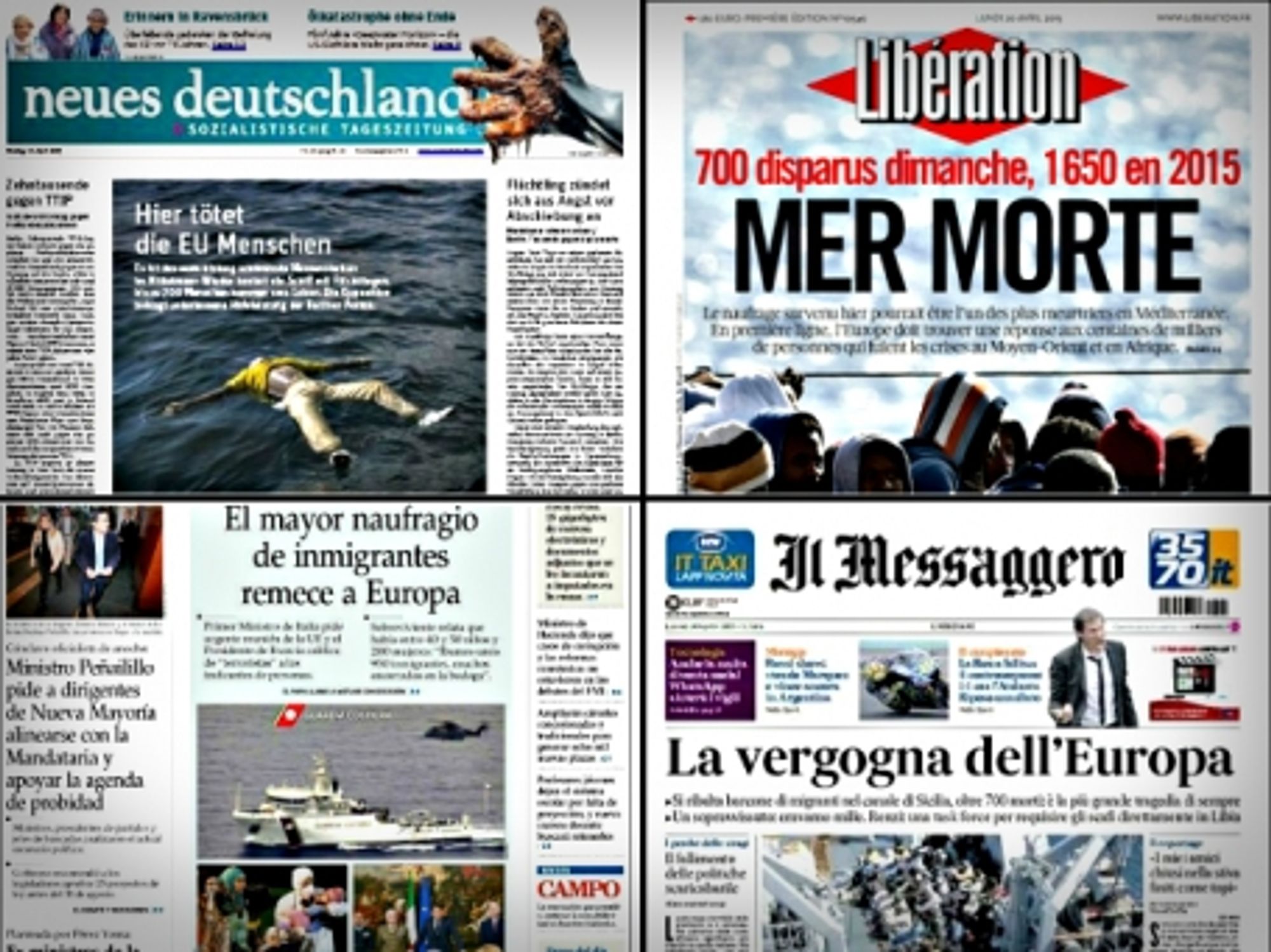World Front Pages After Migrant Tragedy