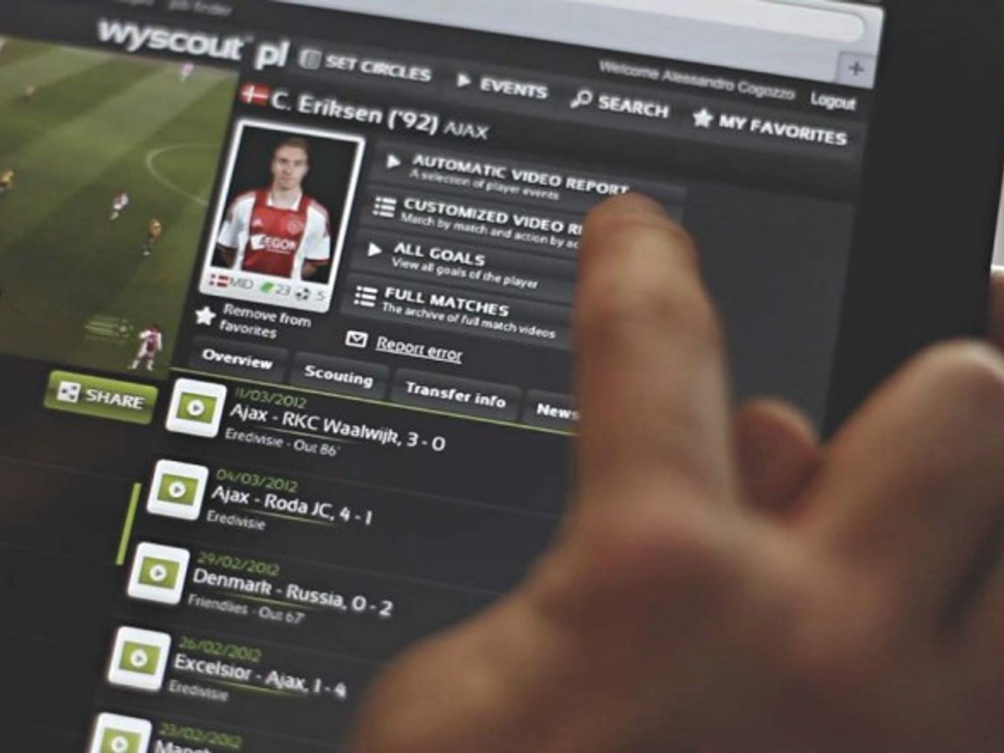 Wyscout provides a database for statistics and analysis of soccer players