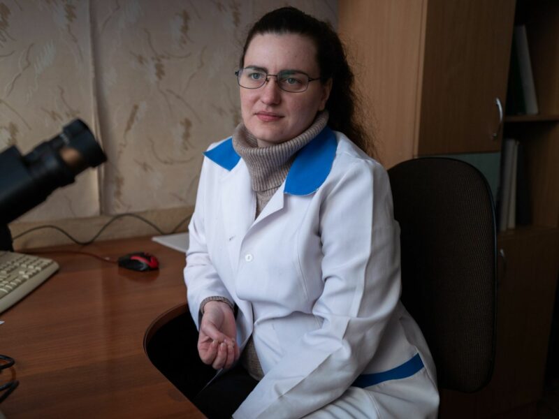 Yana Hvozdiuk, a scientist in Kharkiv.