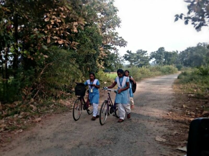 Young girls returning from school near Singari village