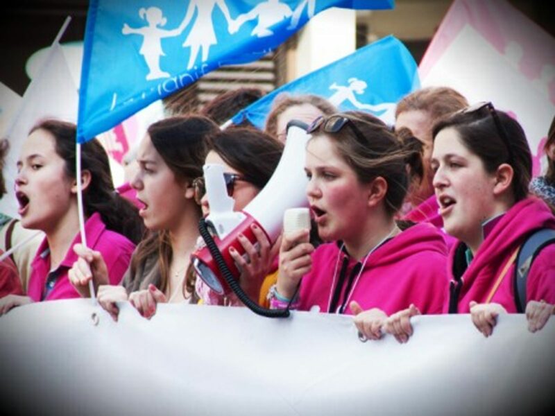Young protesters during a March 2013 demonstration in Paris against same-sex marriage