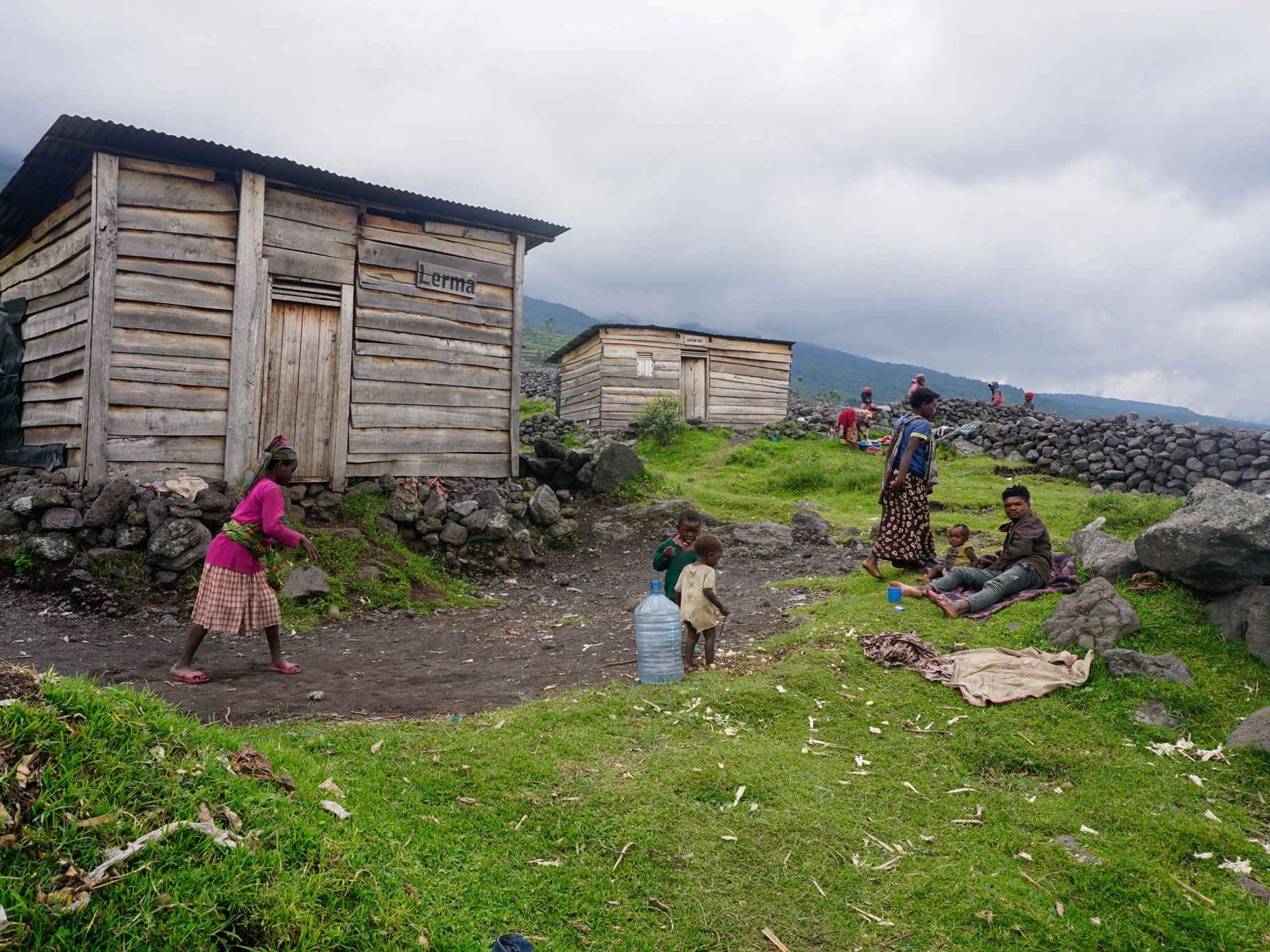 A rocky settlement nestled in the shadows of Mount Muhabura, Uganda, in 2021.