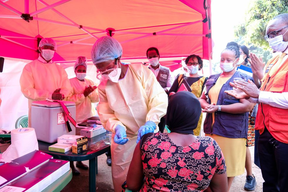 At a vaccination campaign in Kampala in February 2025.