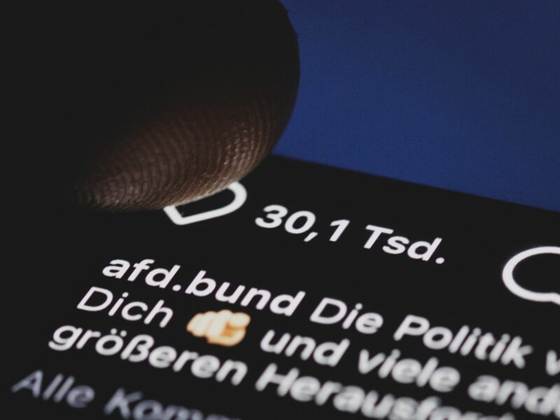 Photo of a person checking AfD's Instagram account, looking for hidden symbols...