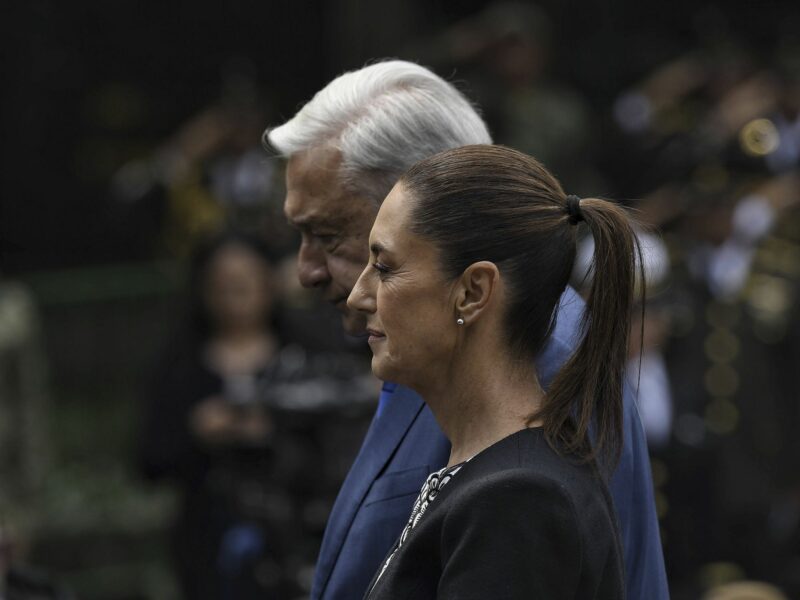 Photo of Mexican President Claudia Sheinbaum with her predecessor Andres Manuel Lopez Obrador in Mexico City in September 2024.