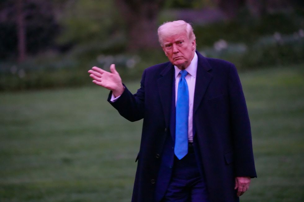 Photo of President Trump walking on the White House lawn head of his meeting with Israeli Prime Minister Benjamin Netanyahu.