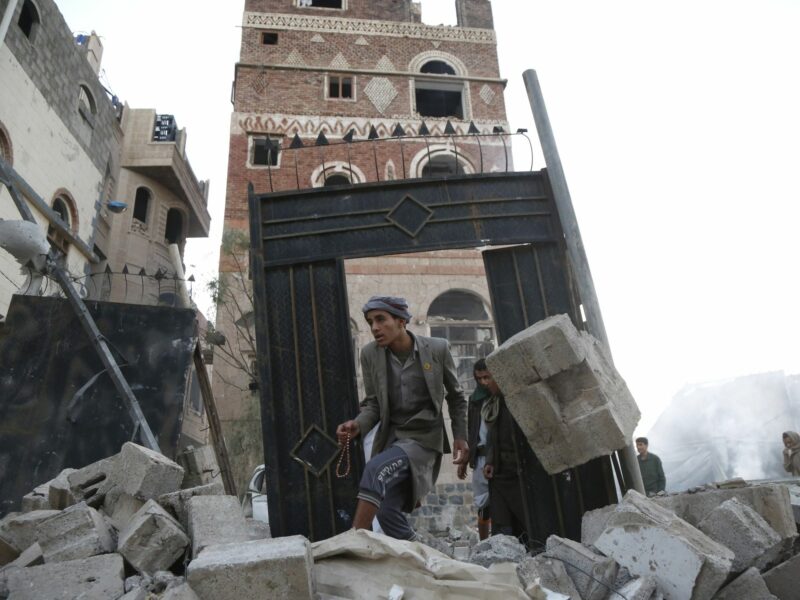 photo of rubble after U.S. airstrikes in Sanaa, Yemen, on March 20, 2025. ​