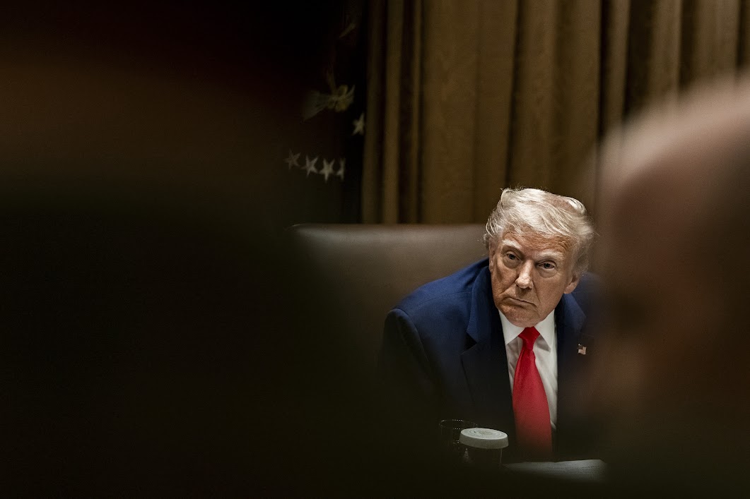 Photo of Trump looking on