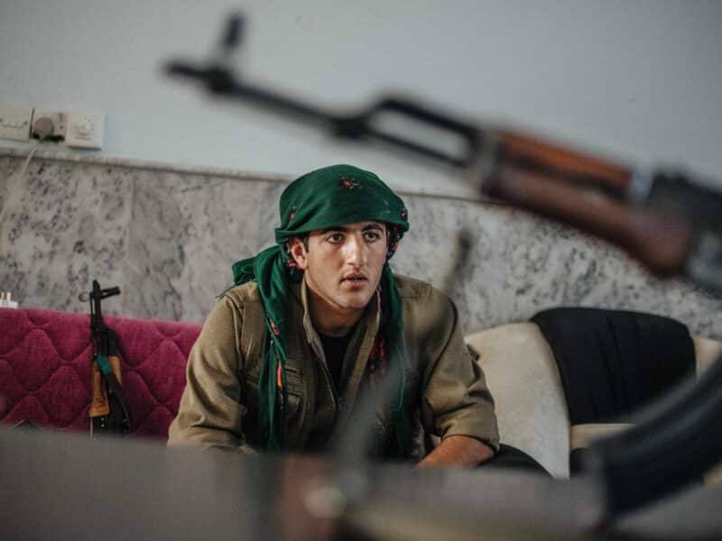 A PKK fighter in their headquarter in the city of Sinjar in Iraq, in 2015