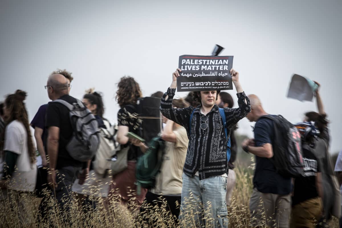 An anti war demonstration near Sderot, Israel and the border of Gaza on May 18, 2025.
