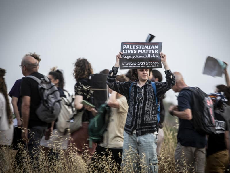 An anti war demonstration near Sderot, Israel and the border of Gaza on May 18, 2025.