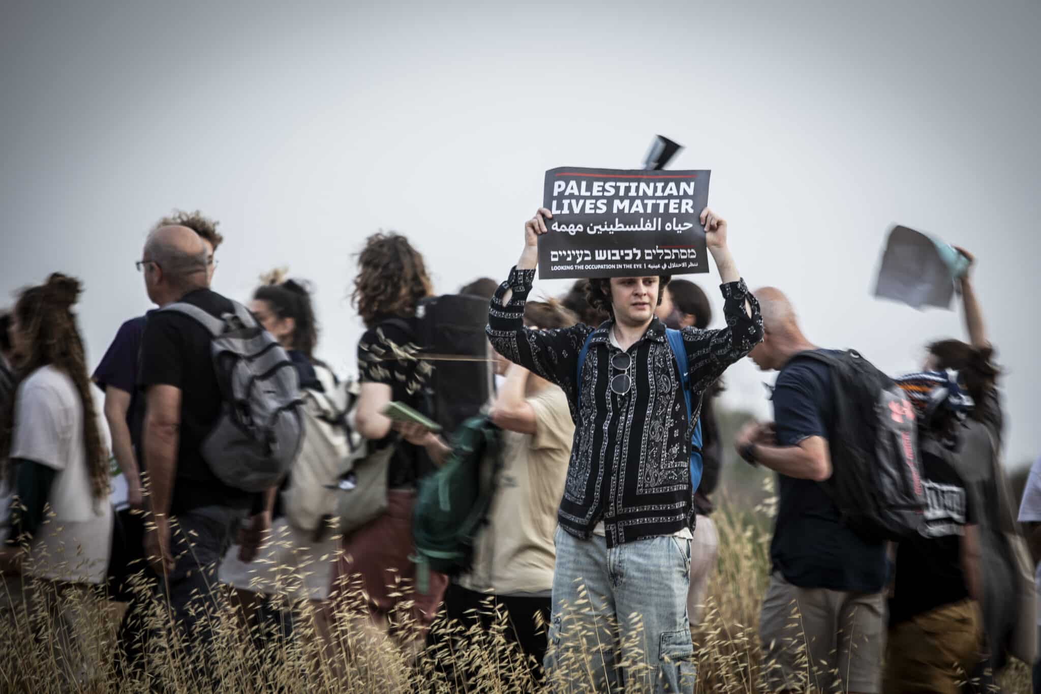 An anti war demonstration near Sderot, Israel and the border of Gaza on May 18, 2025.