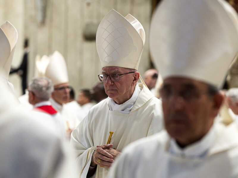 Italian Cardinal Pietro Parolin attends the Eight Novemdiale Mass in memory of late Pope Francis in Vatican