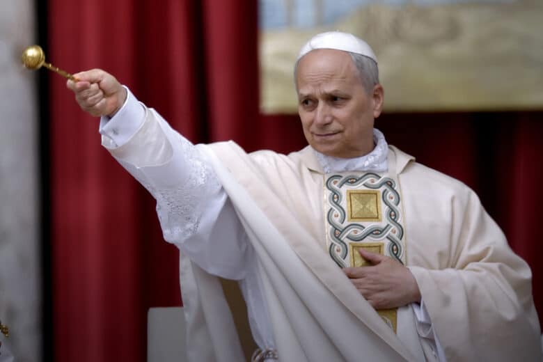 Pope Leo XIV leads a Holy mass for the beginning of his pontificate, in St Peter's square in The Vatican on May 18, 2025.