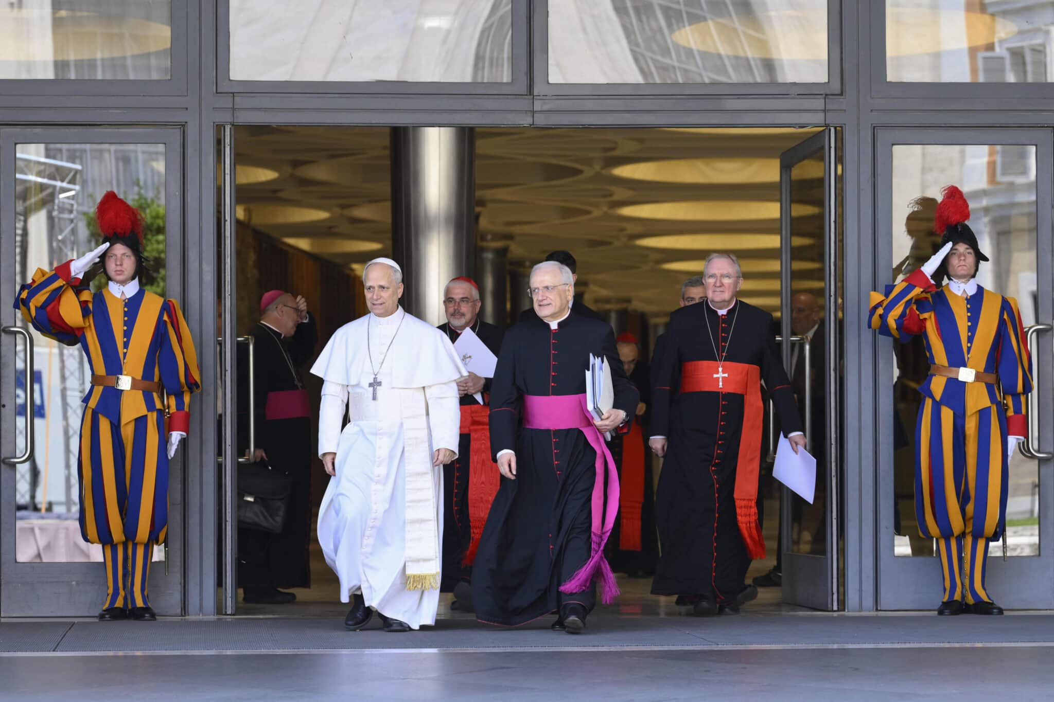 Pope Leo XIV during a meeting with the cardinals in Vatican City on May 10, 2025.