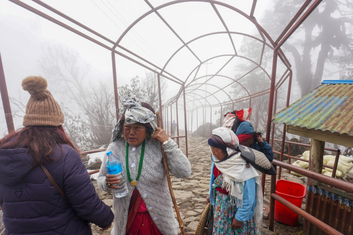 Photo of devotees trekking to the Pathibhara temple in Taplejung district