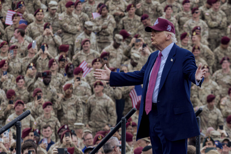 U.S. President Donald Trump at Fort Bragg Military Base in North Carolina on June 10, 2025.