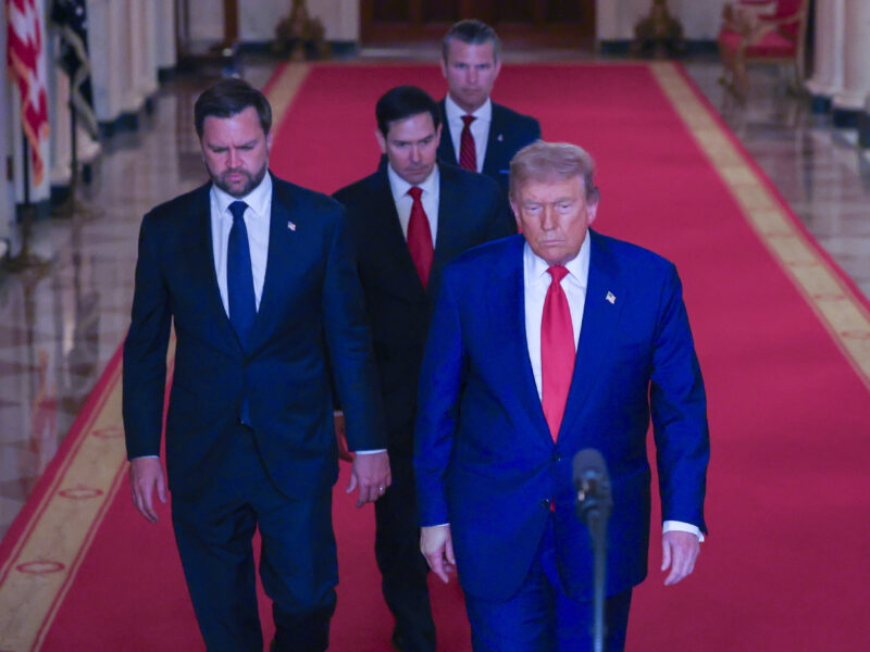 Photo of U.S. President Donald Trump, Vice President JD Vance, US Secretary of State Marco Rubio, and U.S. Secretary of Defense Pete Hegseth