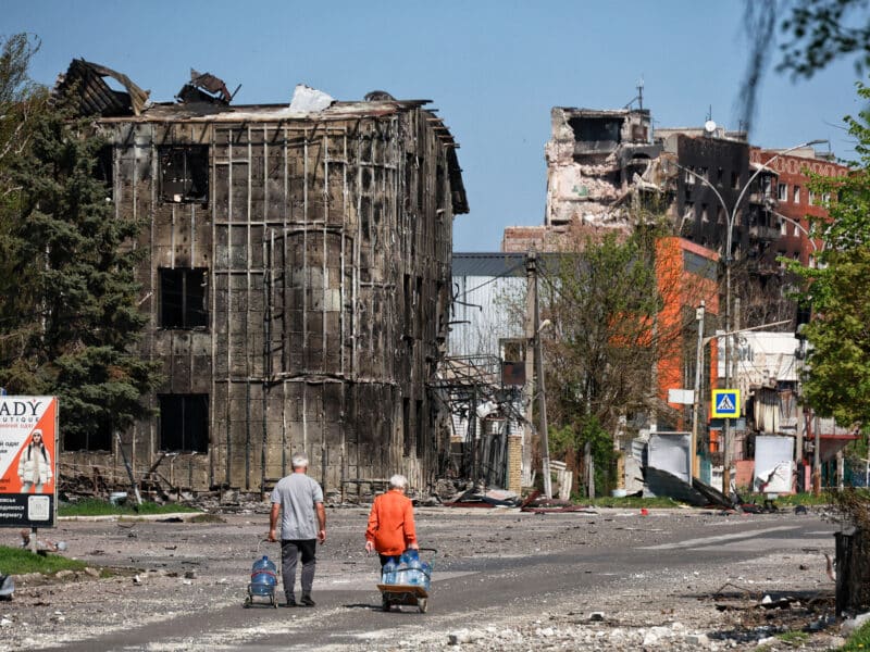 Buildings damaged by Russian shelling in Pokrovsk, Donetsk region, Ukraine, on April 23, 2025.
