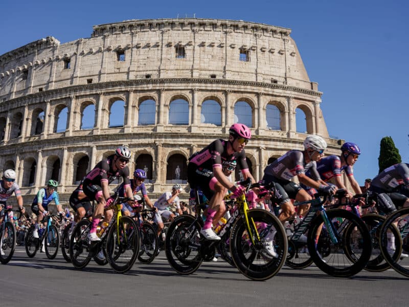 Cyclists ride past Rome’s Colosseum during Stage 21 of the Giro d’Italia. Today also marks World Bicycle Day, celebrated to promote cycling and sustainable mobility.