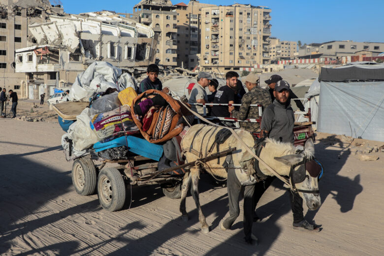 Displaced people in western Gaza City.