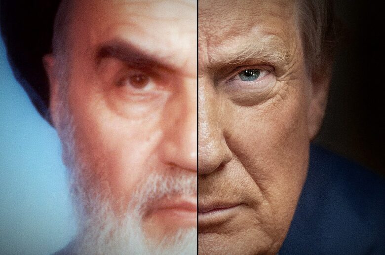 Composite image of Ruhollah Khomeini and Donald Trump