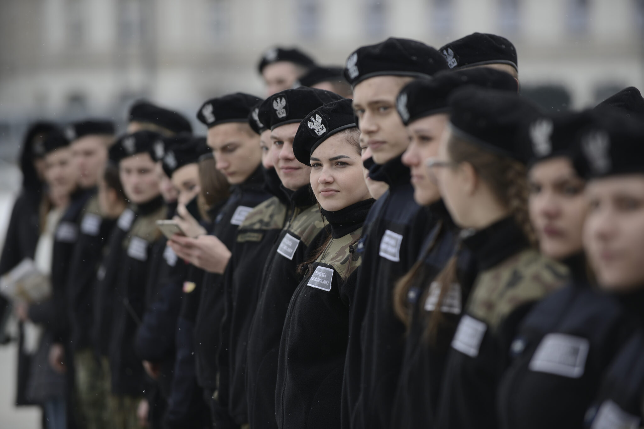 Students from the Radoryz Smolany military school visit the Tomb of the Unknown Soldier in Warsaw, Poland on February 26, 2018.