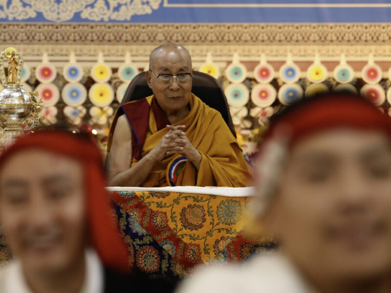 His Holiness the Dalai Lama attends a ceremony marking his 90th birthday at the Main Tibetan Temple in Dharamshala, India on June 30, 2025.