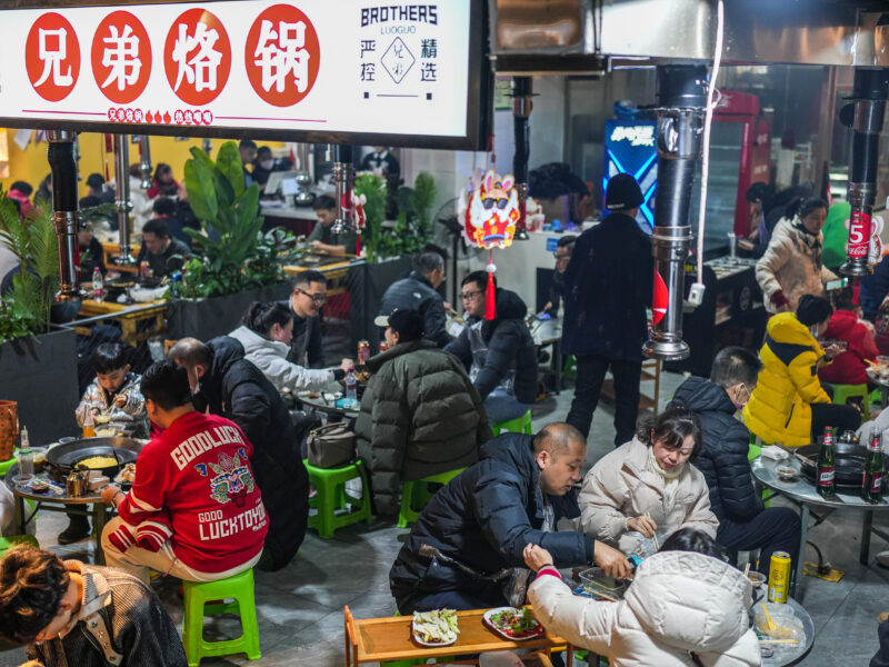 People enjoy food in Guiyang, China.