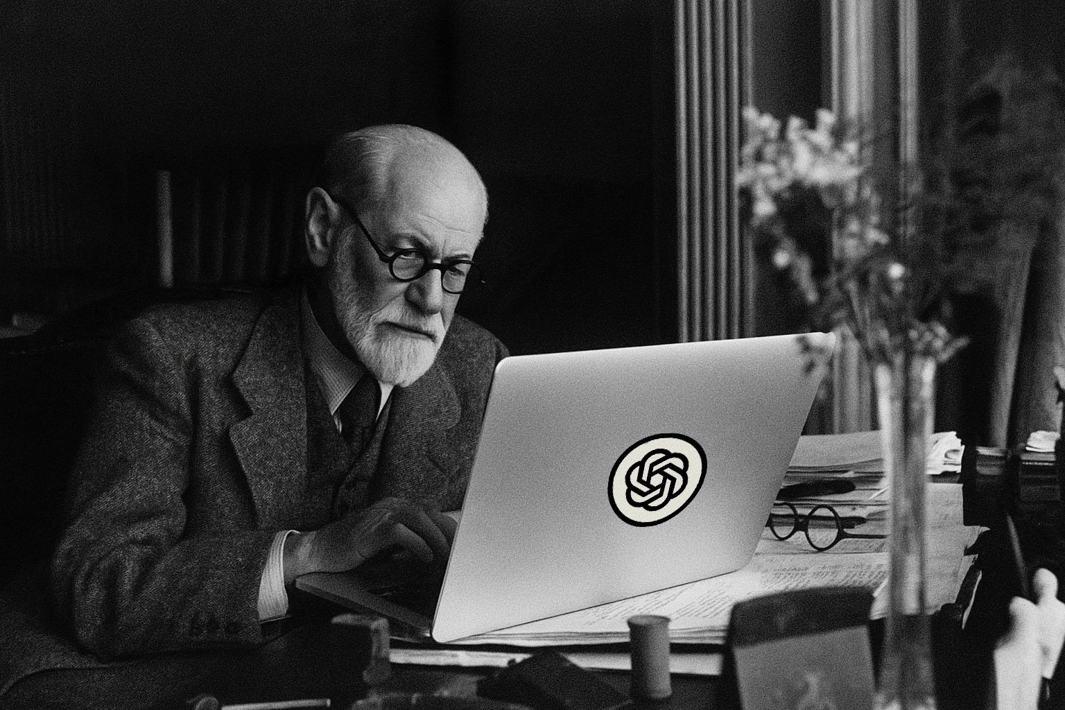 An edited image of Sigmund Freud using ChatGPT.