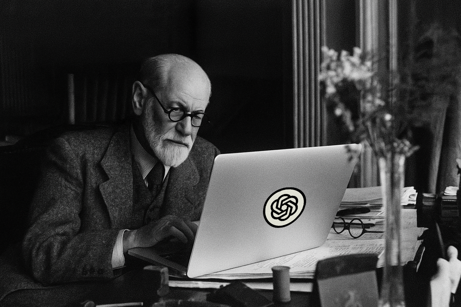 An edited image of Sigmund Freud using ChatGPT.
