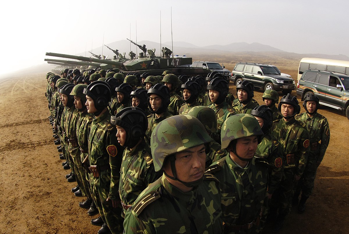 Soldiers with the People's Liberation Army at Shenyang training base in China.