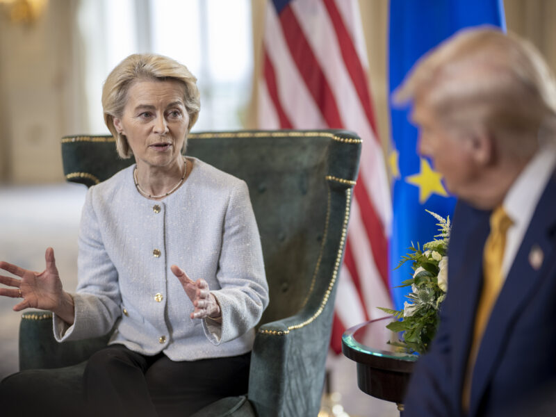 President Donald J. Trump participates in a Bilateral with the President of the European Commission Ursula von der Leyen in Turnberry, Scotland on Friday, July 27, 2025.