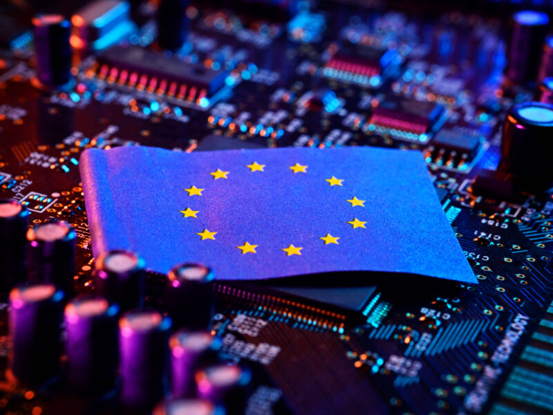 Computer chip with EU flag