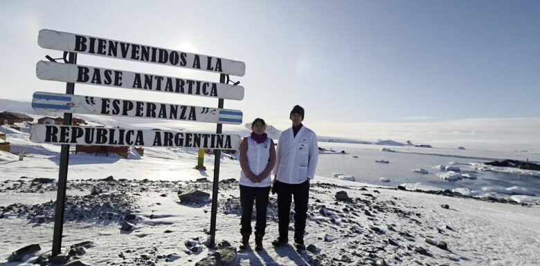 Lis Mendoza and Pablo Monzani, the teachers at the only school in Antarctica