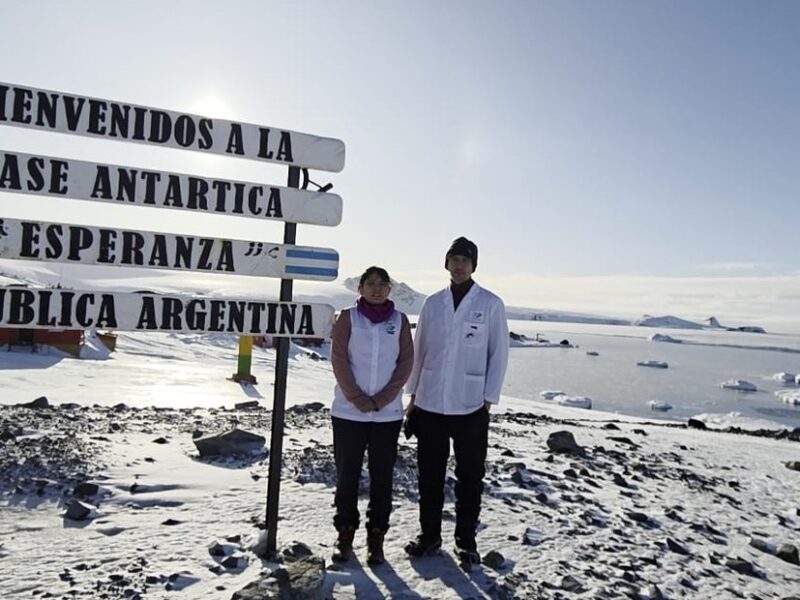 Lis Mendoza and Pablo Monzani, the teachers at the only school in Antarctica
