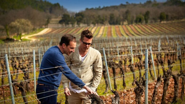 Brad Pitt tending to a vineyard in Miraval