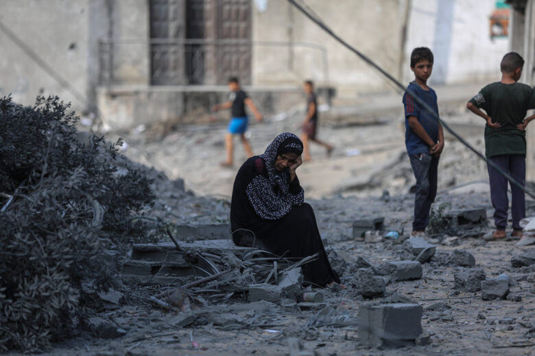 Sept. 8, 2025, Gaza City,Palestinian Territory: Palestinians inspect the damage at the site of an overnight Israeli strike