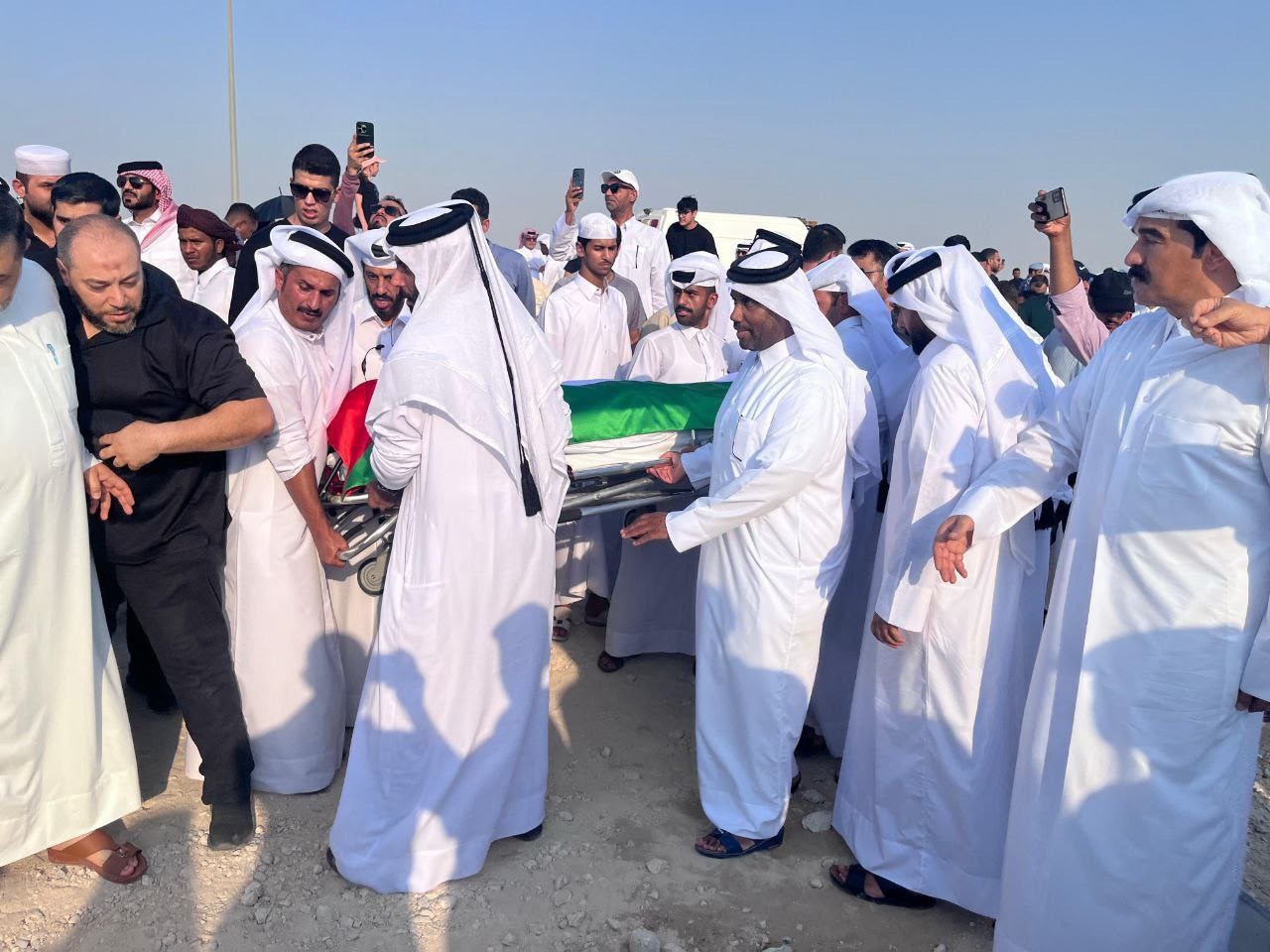 A photo of a funeral in Doha published by Hamas on Sept. 11 2025.