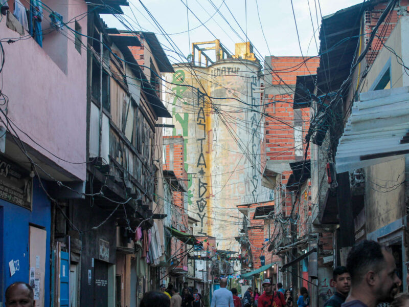 The main street of the Moinho slum in São Paulo.