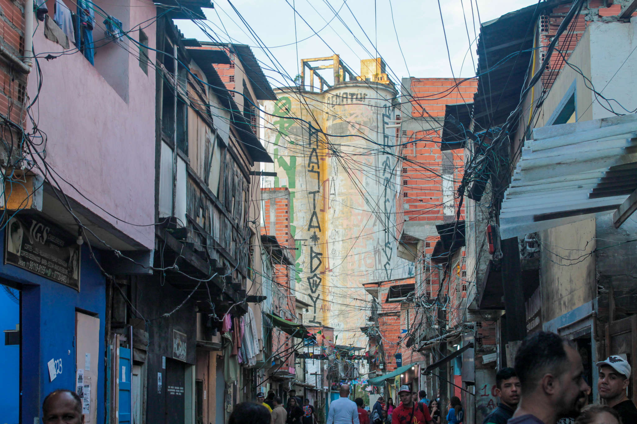 The main street of the Moinho slum in São Paulo.